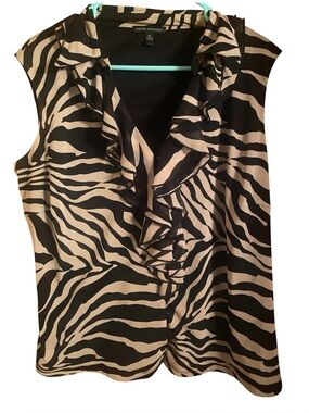 Harvé Benard zebra-print sleeveless blouse.  SZ XL.   NEW